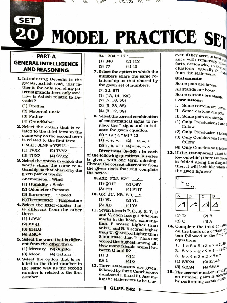 20 Model Practice Se: Ofthe | PDF | Physical Sciences