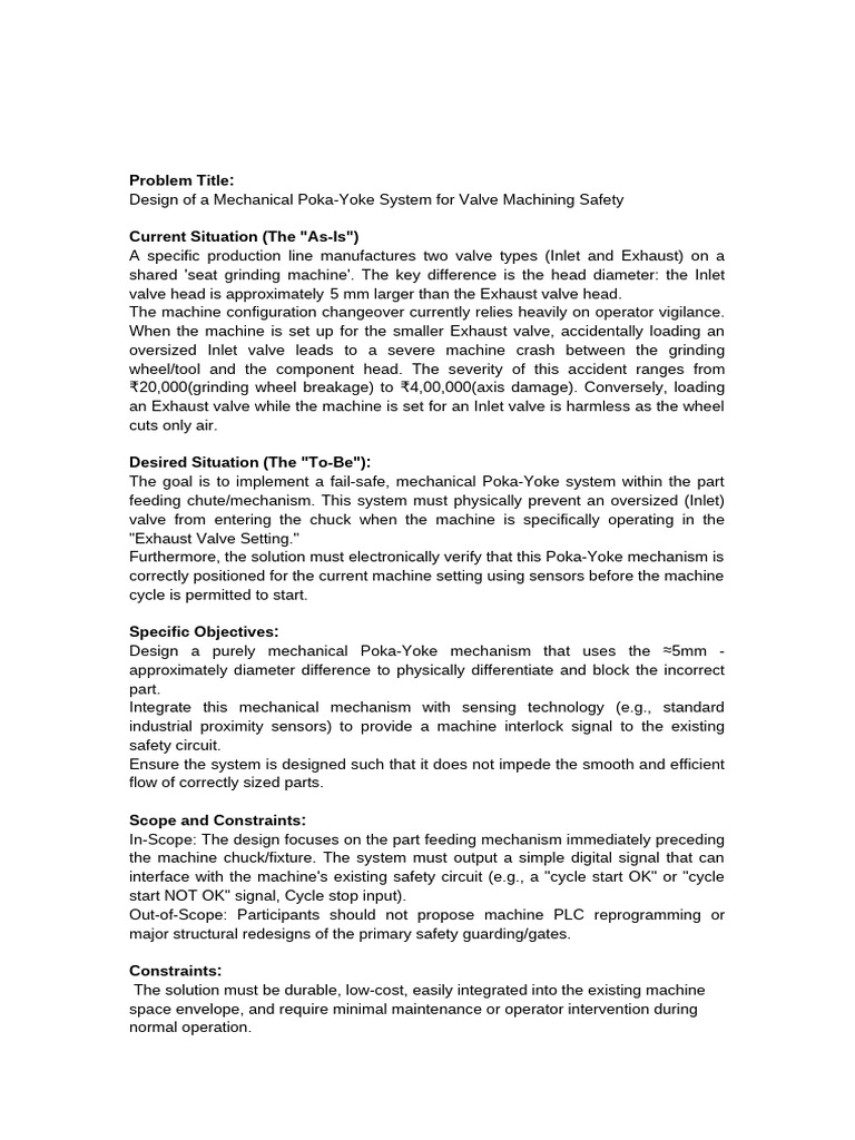 CORE a - Detailed Industry Problem StatementDesign of a Mechanical Poka ...