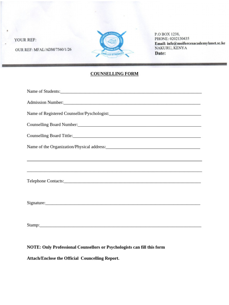 Counselling Form | PDF