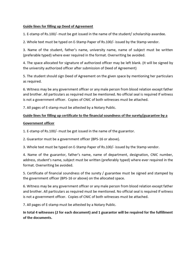 Guidelines For Filling Up The Legal Documents | PDF