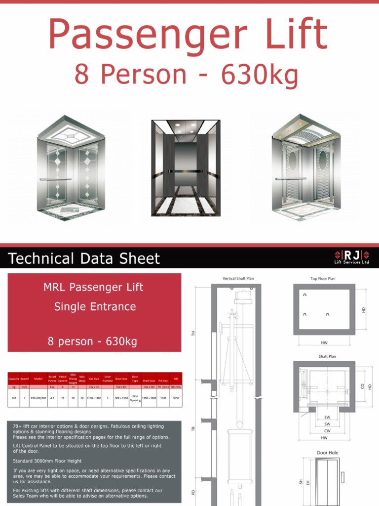 8 Person Lift Dimensions RJ Lifts | PDF