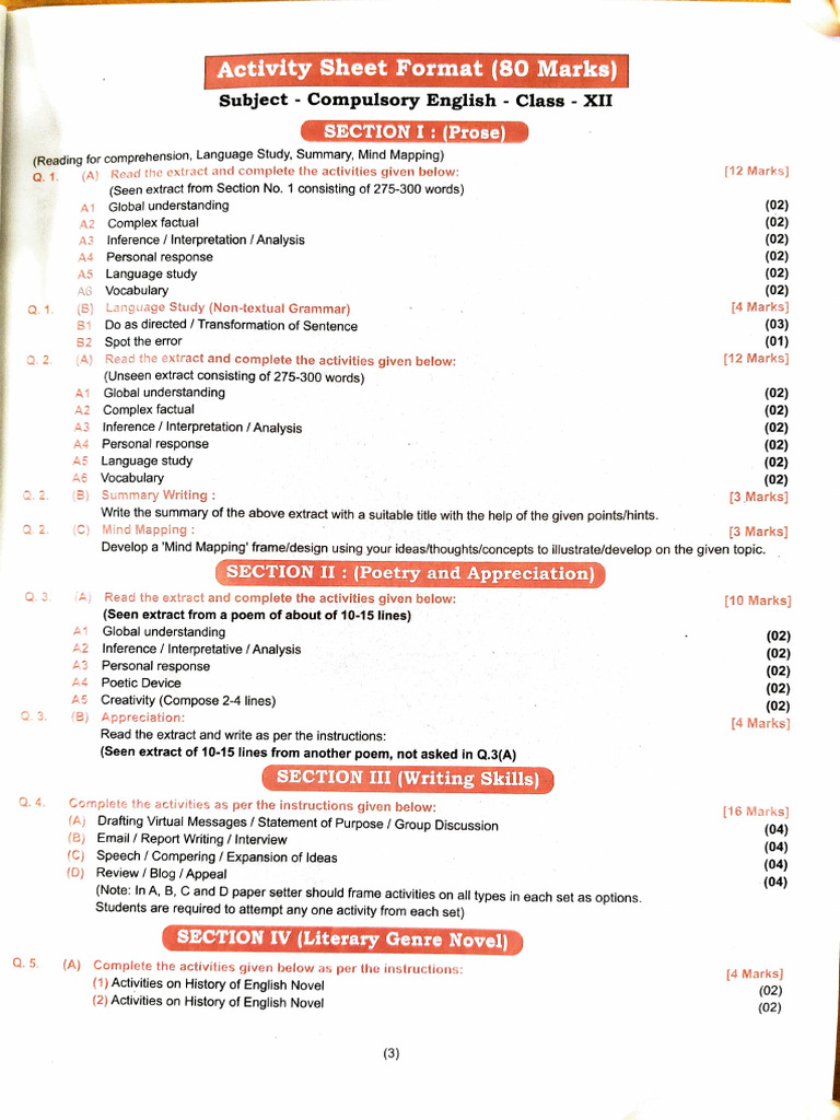 12th Eng Board Paper Pattern | PDF | Communication | Linguistics