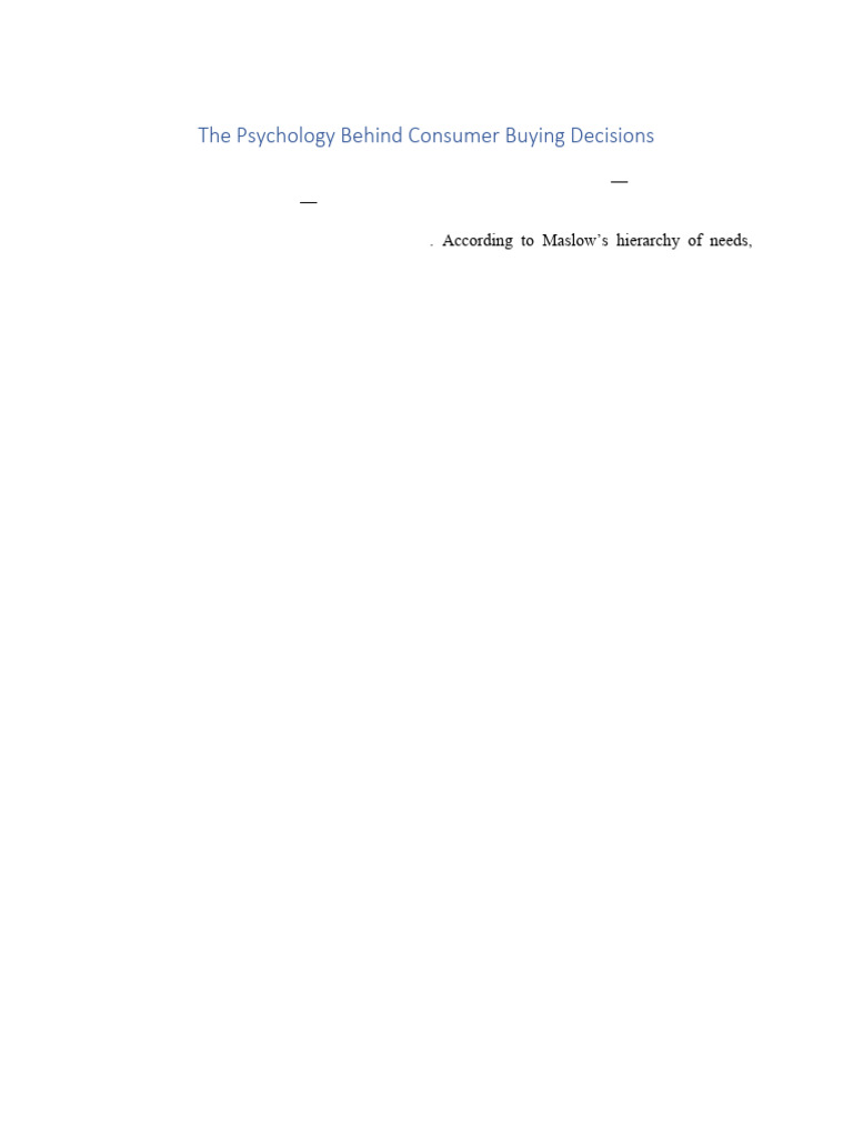 The Psychology Behind Consumer Buying Decisions | PDF