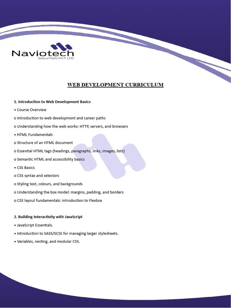 Web Development Curriculum | PDF | Html | World Wide Web