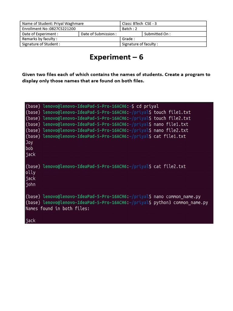 Experiment 6 | PDF