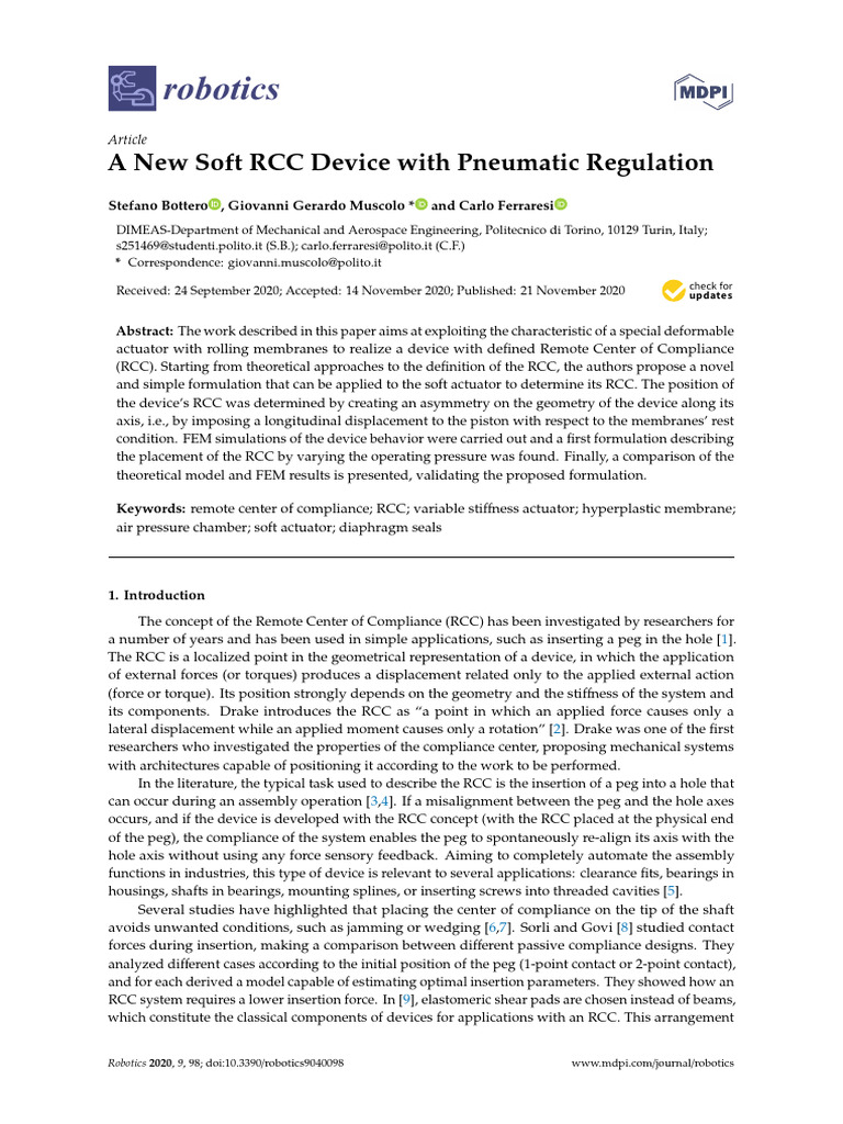 A New Soft RCC Device With Pneumatic Regulation | PDF