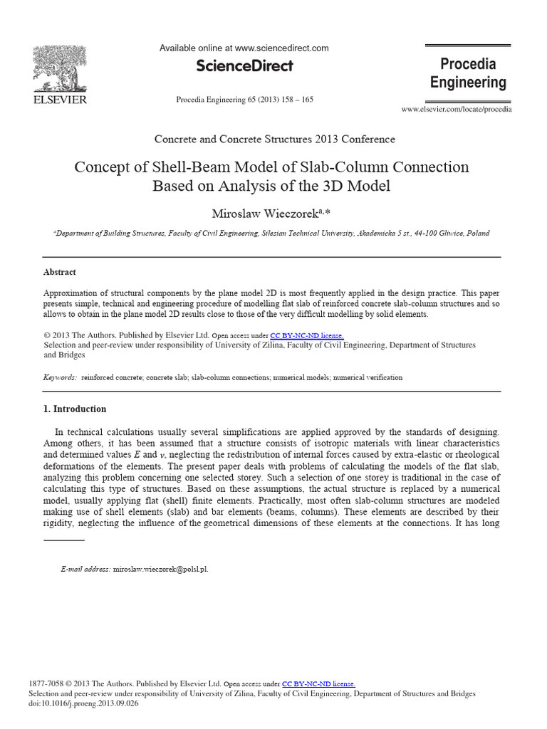 Concept of Shell-Beam Model of Slab-Column Connection | PDF | Length ...