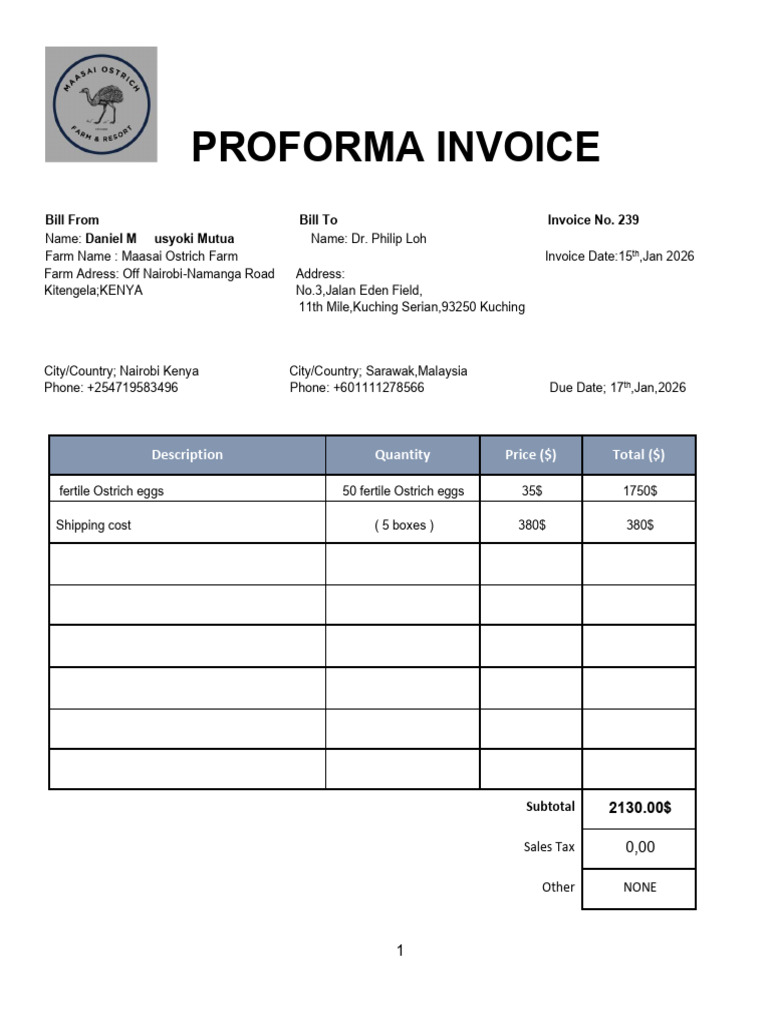 Maasai Farm Invoice 100 - Copy10 (9) | PDF