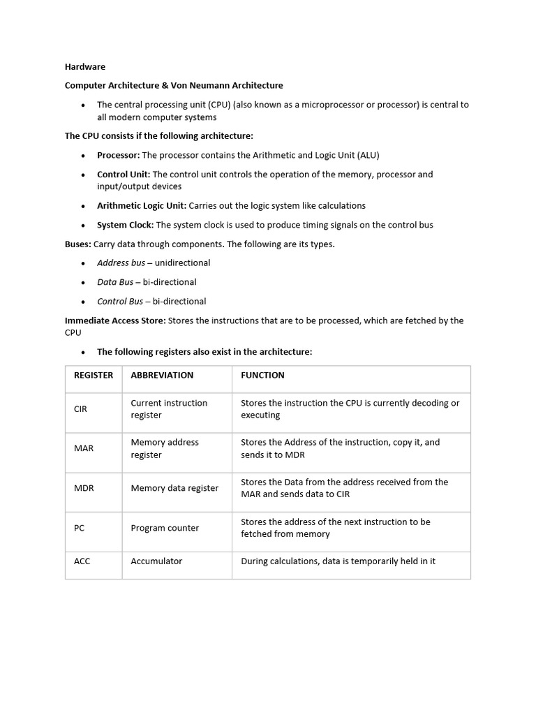 Hardware Notes.docx | PDF | Central Processing Unit | Image Scanner