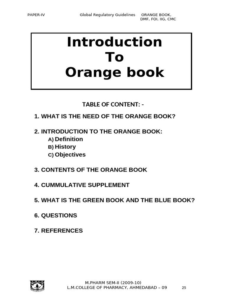 Orange Book, Foi, Iig, DMF, CMC | PDF