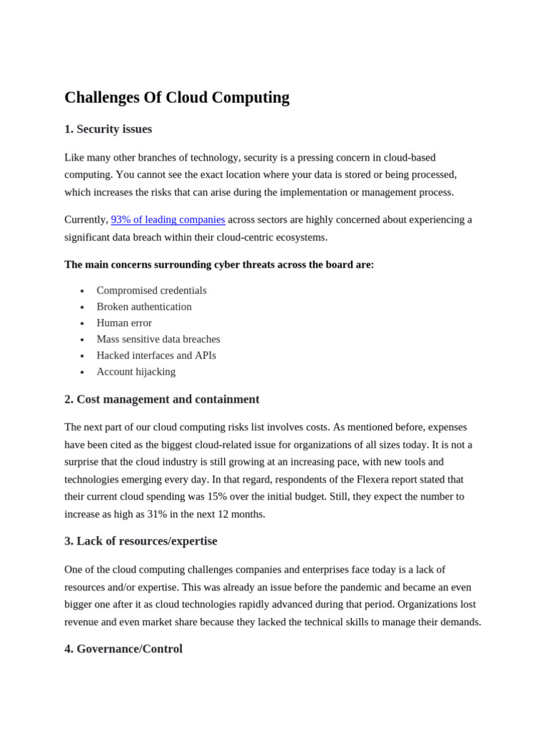 Challenges of Cloud Computing | PDF | Cloud Computing | Payment Card ...
