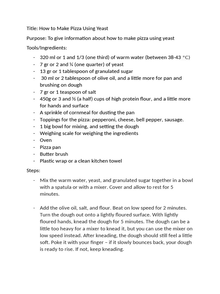 Procedure Text - Pizza and Donuts. | PDF | Doughnut | Dough
