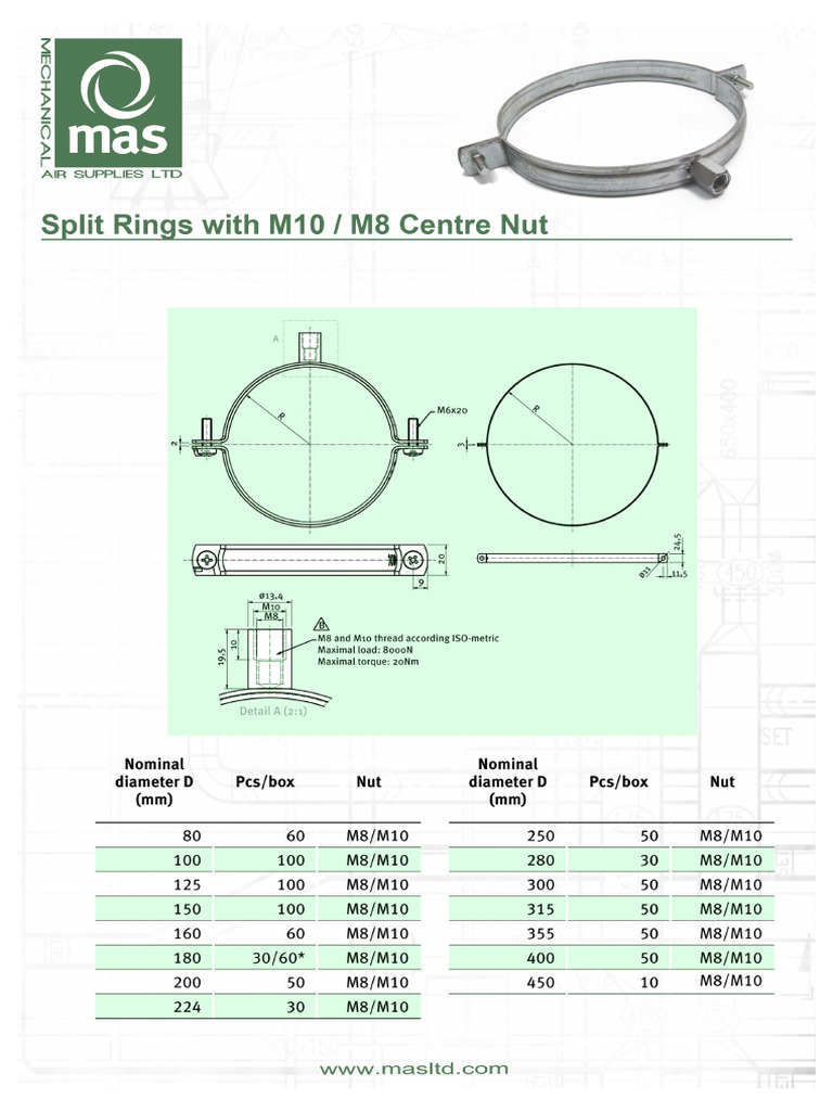 Mechanical Air Split RIngs With m10 m8 Nut | PDF