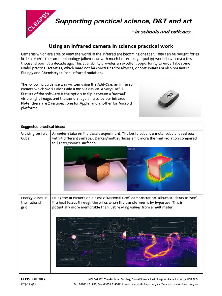 GL 195 Using an Infra Red Camera in Science Practical Work | PDF ...