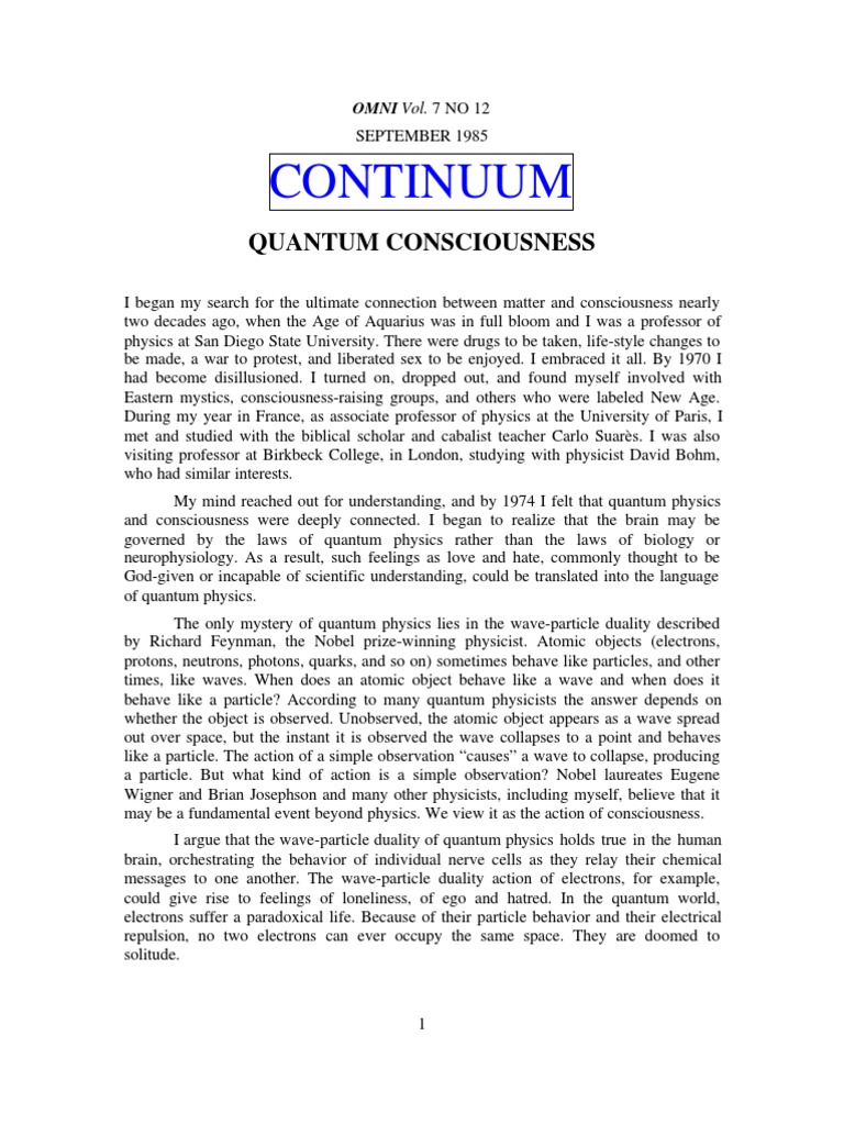 Fred Alan Wolf - Quantum Consciousness | PDF | Electron | Quantum Mechanics