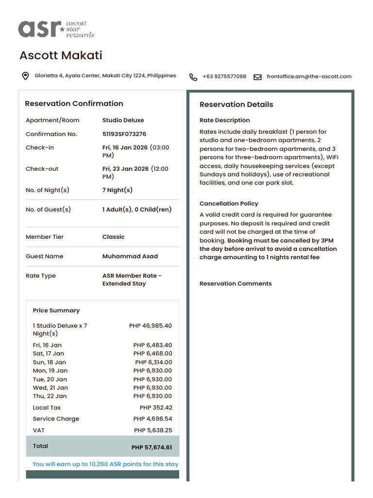 Reservation Details | PDF | Payments
