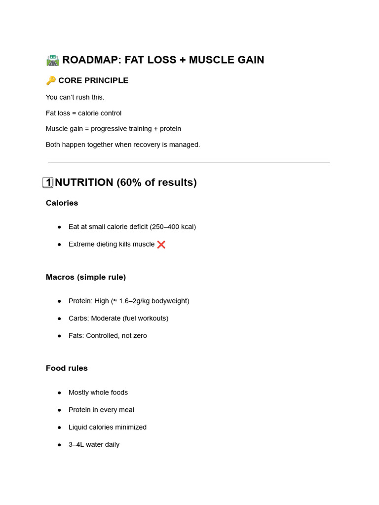 Fatloss and Muscle Gain Roadmap | PDF