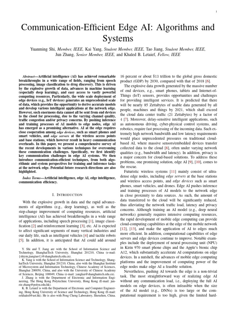 Communication-Efficient Edge AI_ Algorithms and Systems | PDF ...