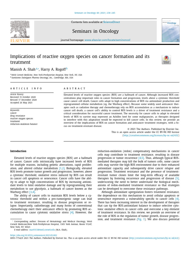 Implications ROS To Cancer Cells | PDF | Reactive Oxygen Species ...
