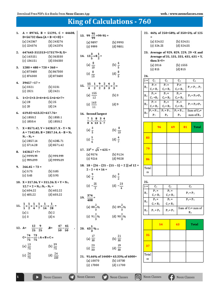 King of Calculations - 760 | PDF | Chess Theory | Chess
