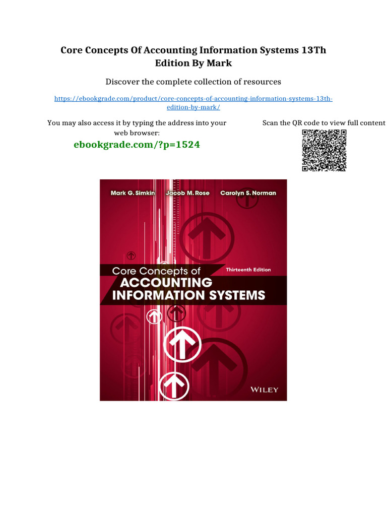 Core Concepts of Accounting Information Systems 13th Edition by Mark ...