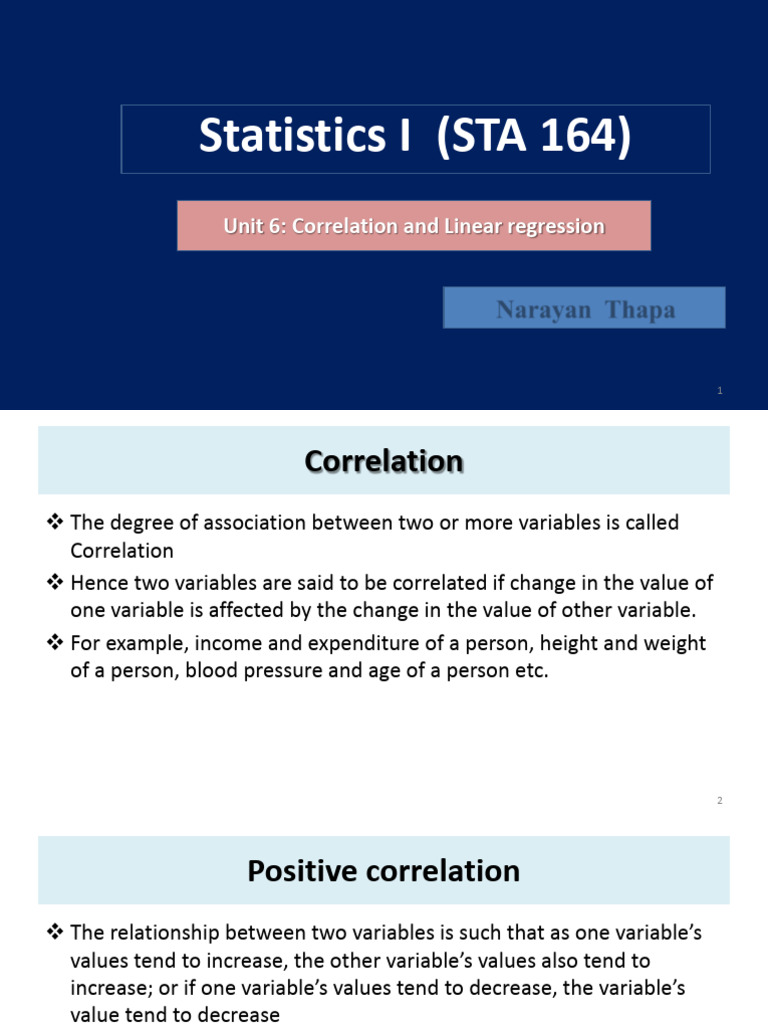 Unit 7 Correlation and Linear Regression | PDF | Linear Regression ...