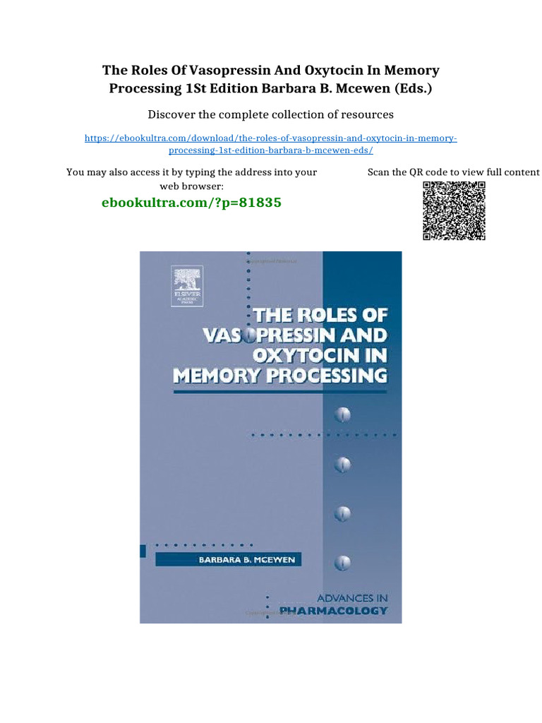 The Roles of Vasopressin and Oxytocin in Memory Processing 1st Edition ...