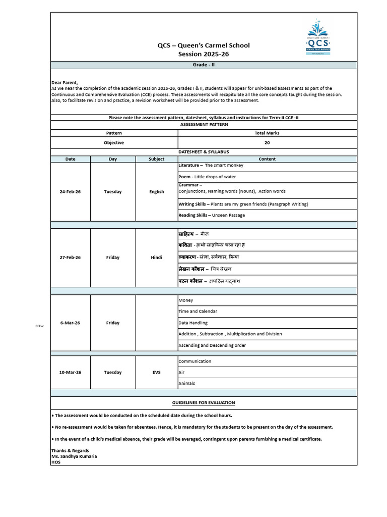 Syllabus Grade II Term II Cce II.xlsx - Grade II | PDF | Linguistics