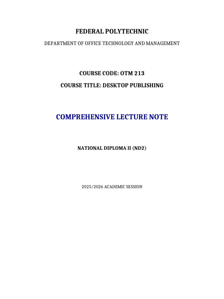 OTM213_Desktop_Publishing_Lecture_Note | PDF | Computing | Software