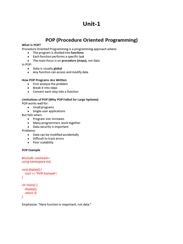 unit-1 c++ | PDF | Namespace | Software Engineering