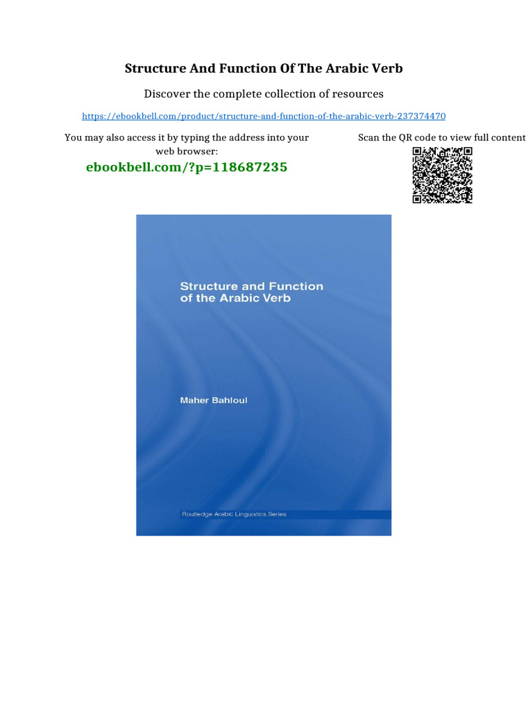 Structure and Function of The Arabic Verb Full Digital Chapters | PDF ...