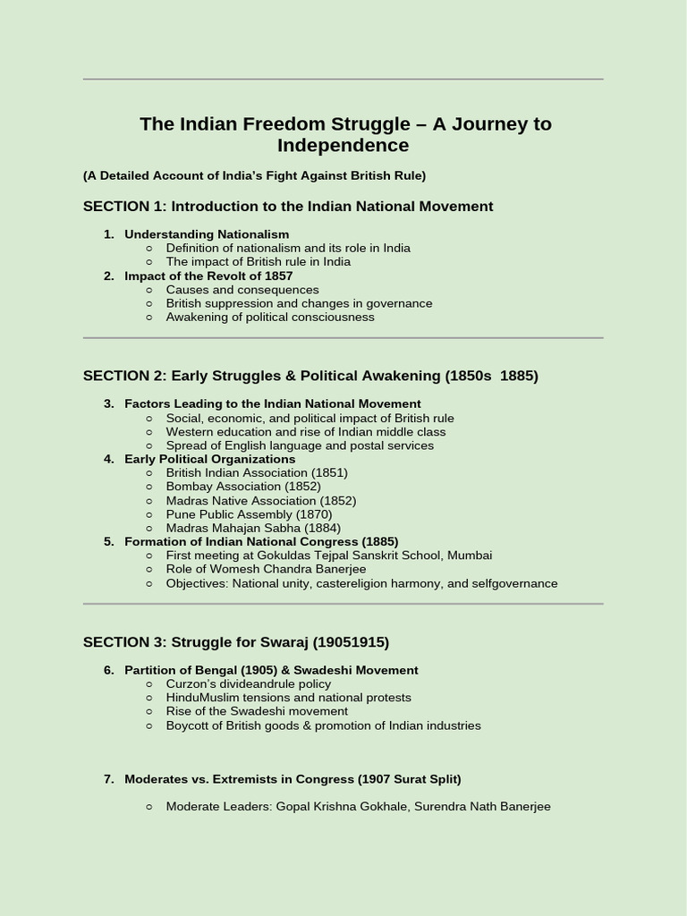 Indian Freedom Struggle | PDF | Mahatma Gandhi | Indian Independence ...