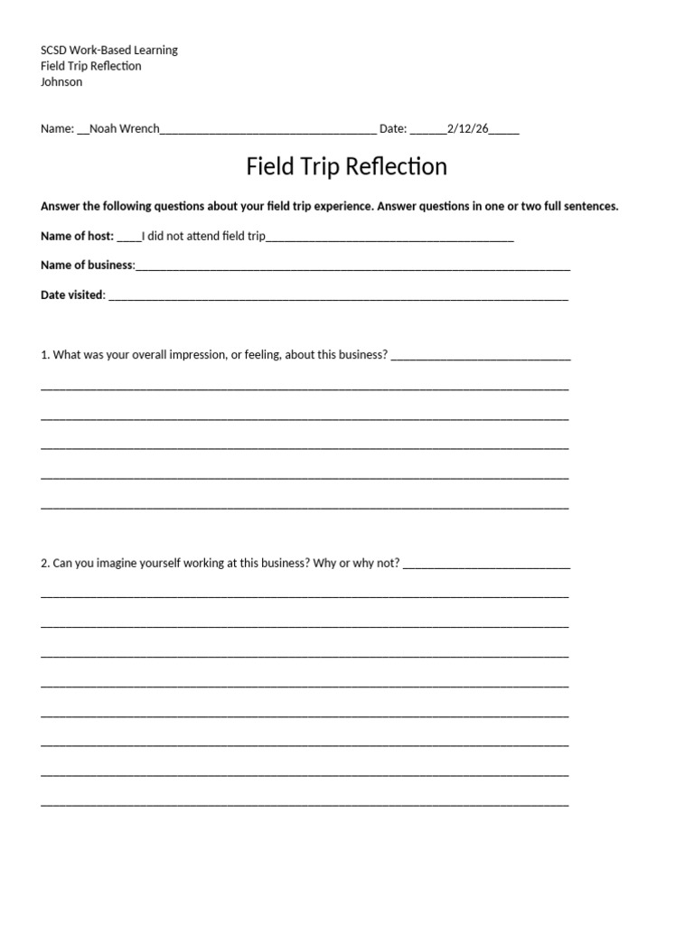 Field Trip Reflection (1) | PDF | Chess Theory | Chess Openings