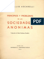 Ascarelli Tullio - Principios Y Problemas de Las Sociedades Anonimas