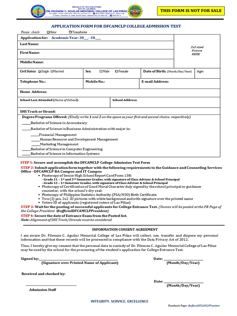 Dcat Application Form v2026 | PDF