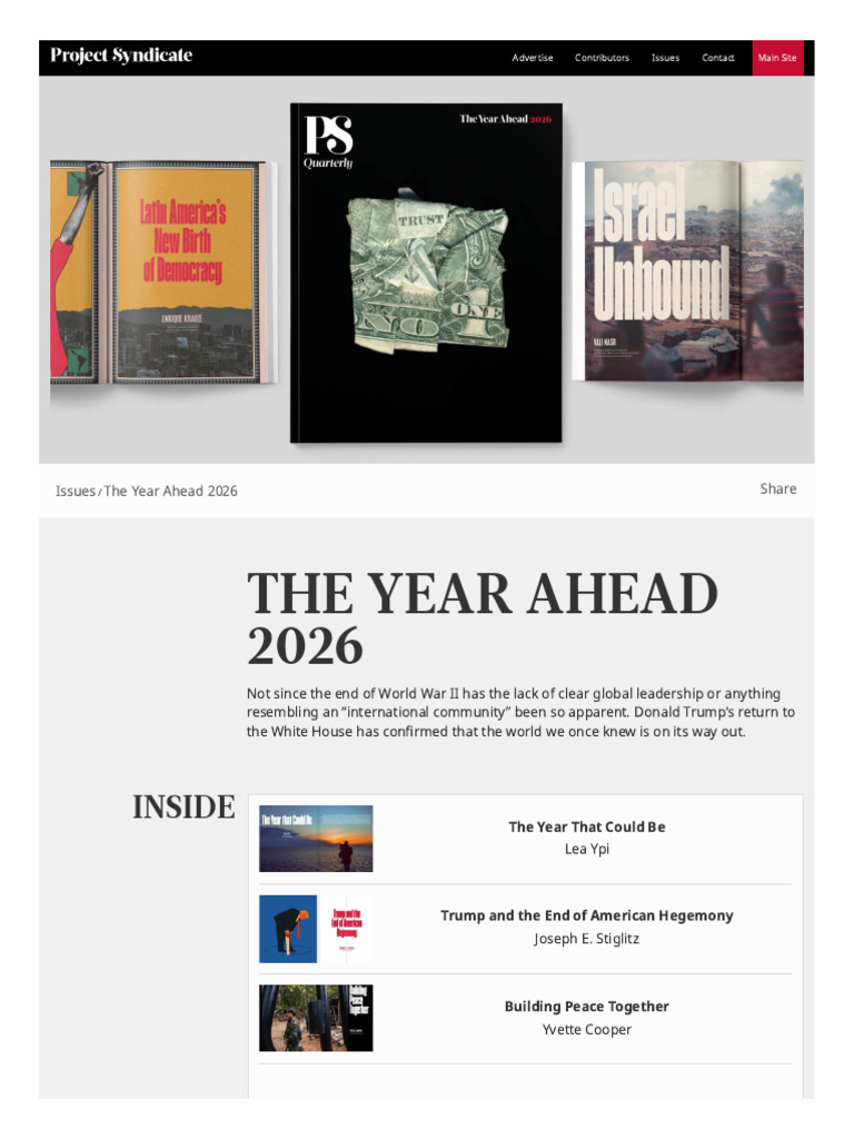 Magazines Project Syndicate Org Issue Ps Quarterly 4q2025 The Year ...