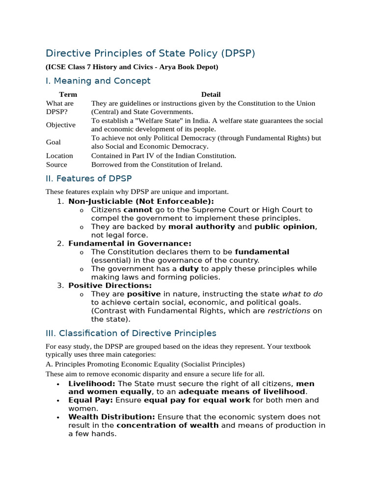 Directive Principles of State Policy | PDF | Social Policy | Political ...