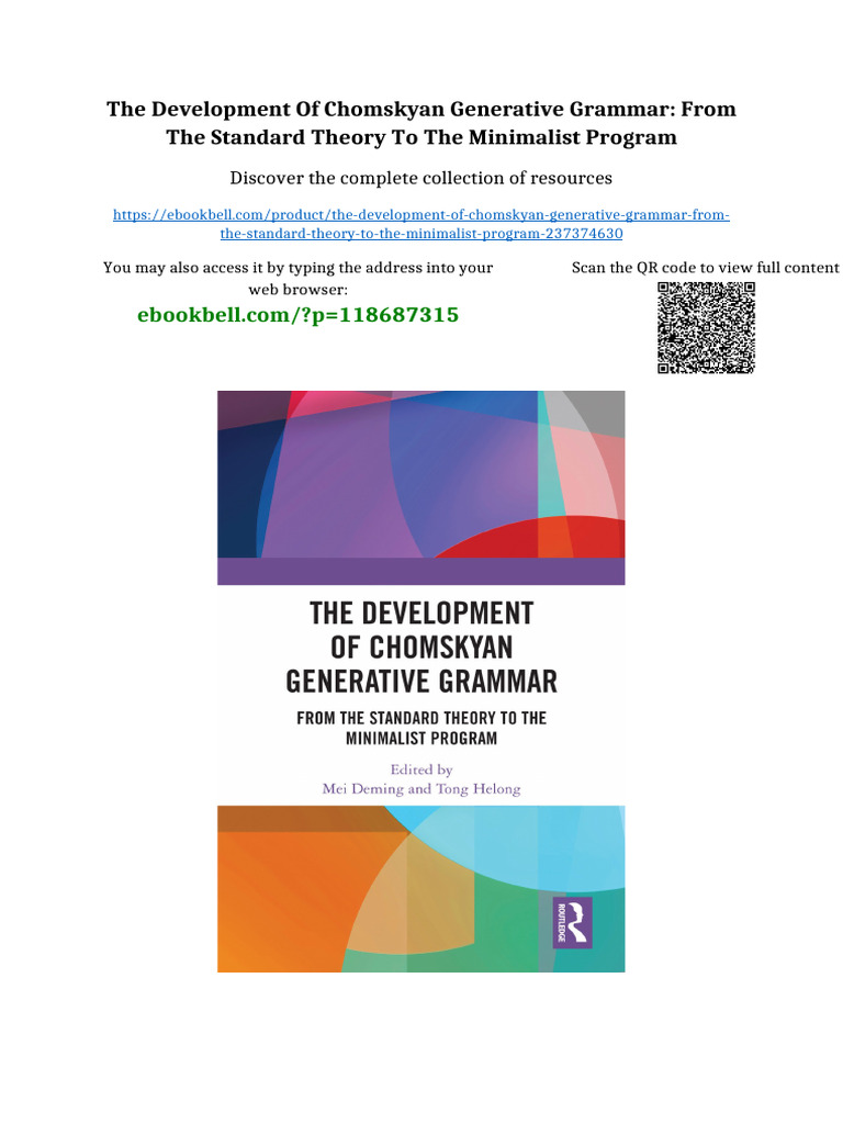 The Development of Chomskyan Generative Grammar: From The Standard ...