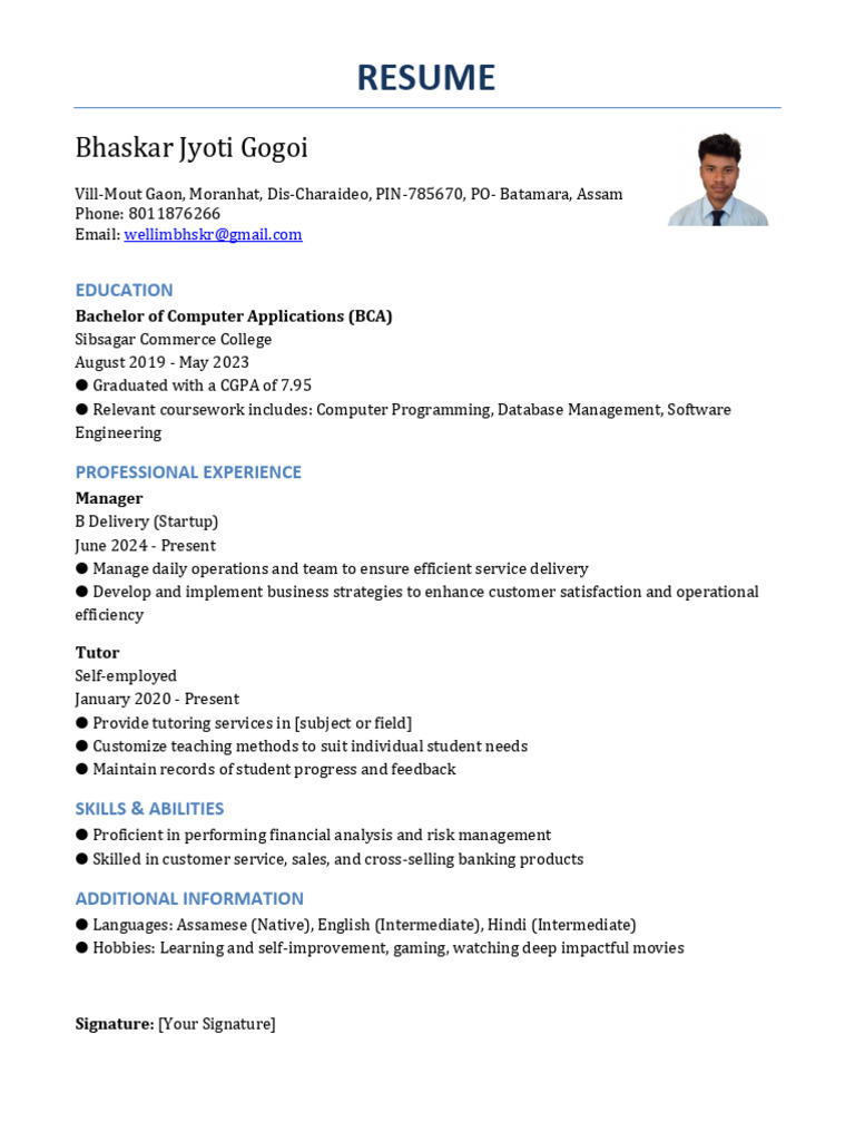 Bhaskar Jyoti Gogoi Resume (1) | PDF