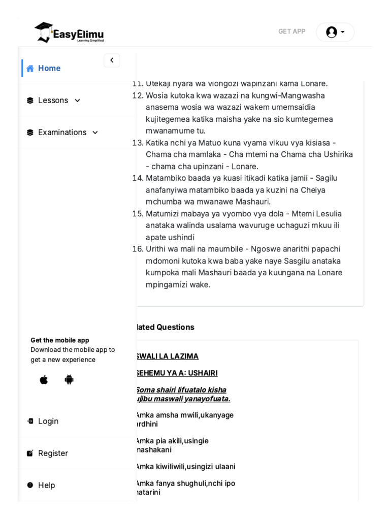 Fafanua Ufaafu Wa Anwani Ya Nguu Za Jadi . (Alama 20) - Easyel | PDF
