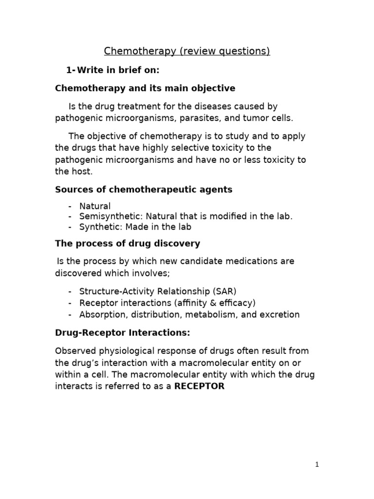 Chemotherapy - Review Questions | PDF | Chemotherapy | Bacteria