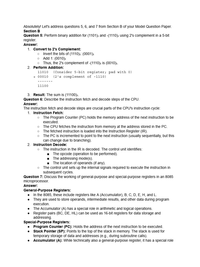 Sections-b Questions 5 6 7 Answer | PDF | Central Processing Unit ...