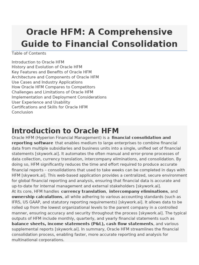 HFM History | PDF | Oracle Corporation | Cloud Computing