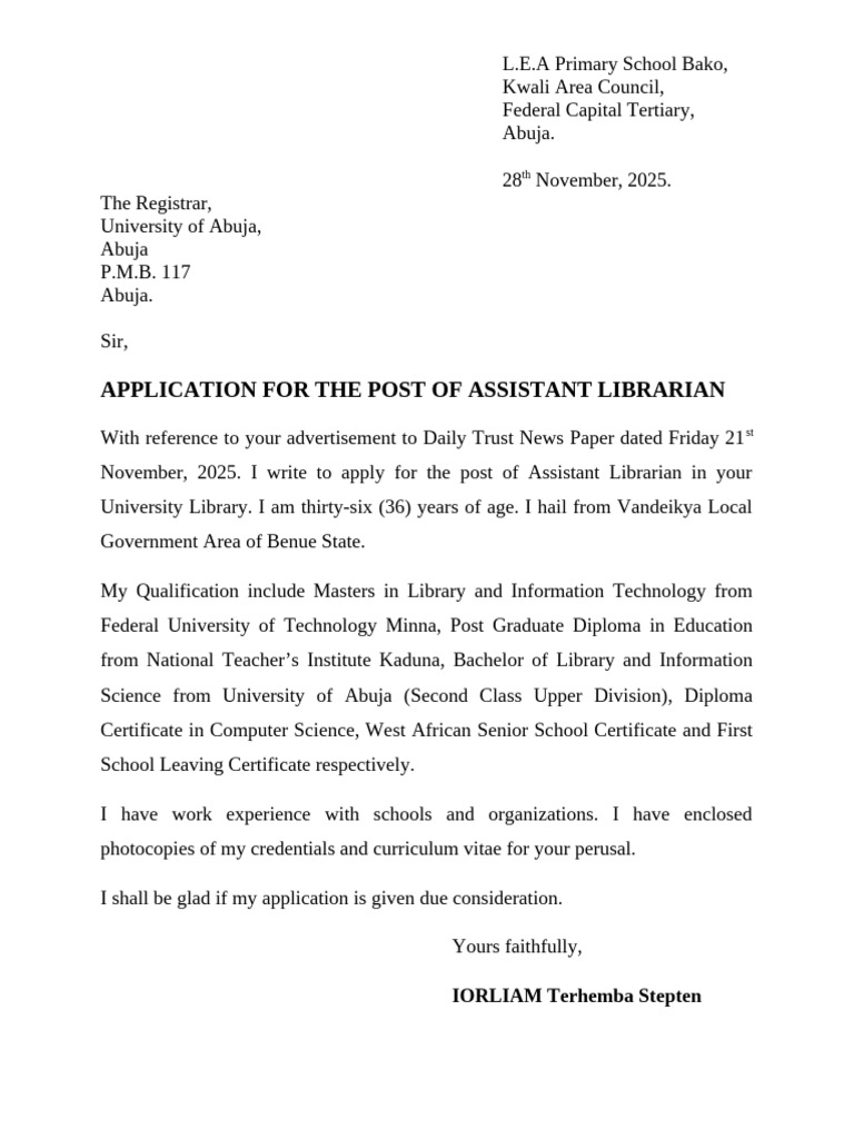Application Letter | PDF