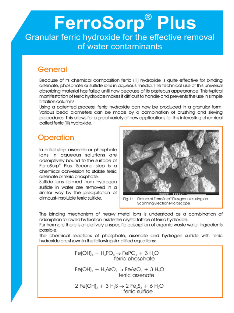 PB Ferrosorp Plus Engl | PDF | Hydroxide | Water