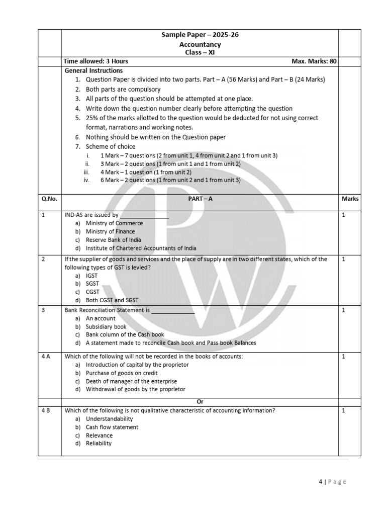 Sample Paper Accountancy | PDF | Debits And Credits | Expense