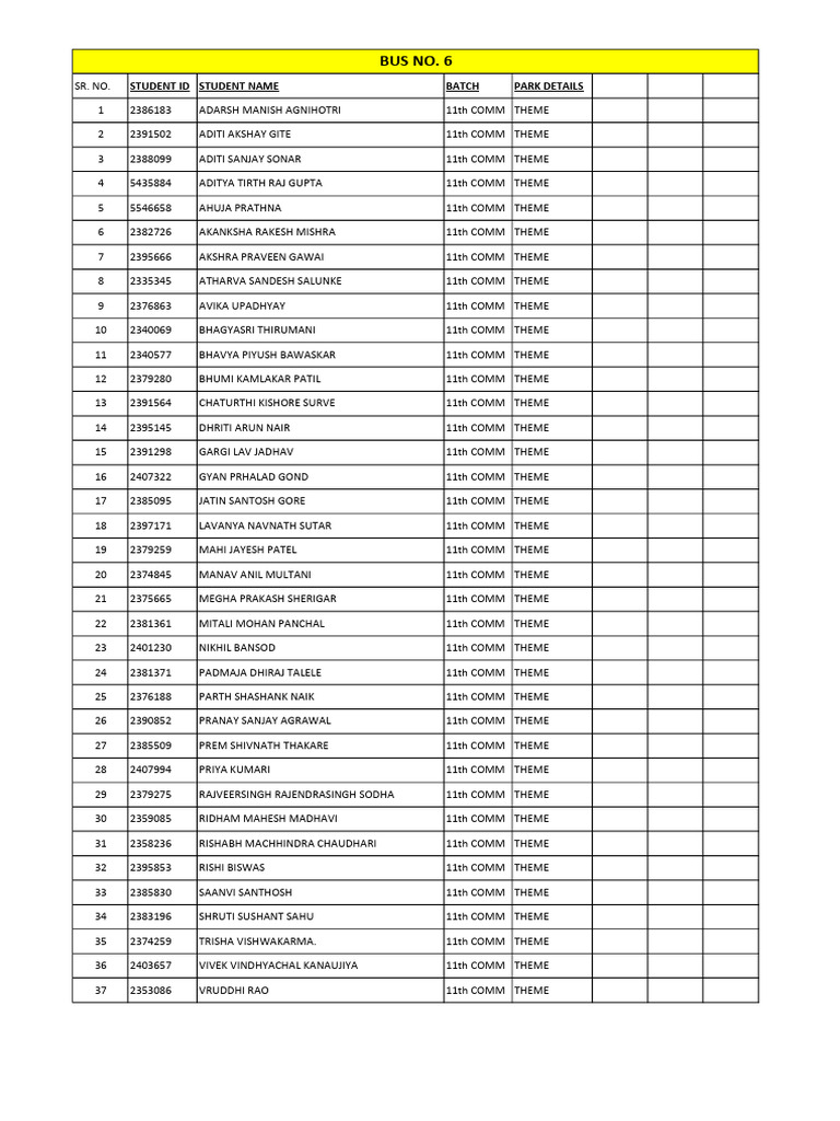BUS No. 6 | PDF
