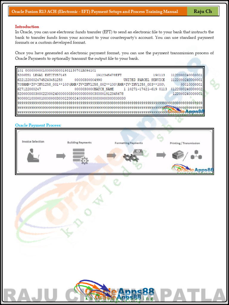 Oracle Cloud AP Oracle Fusion R13 ACH Electronic EFT Payment Setups ...