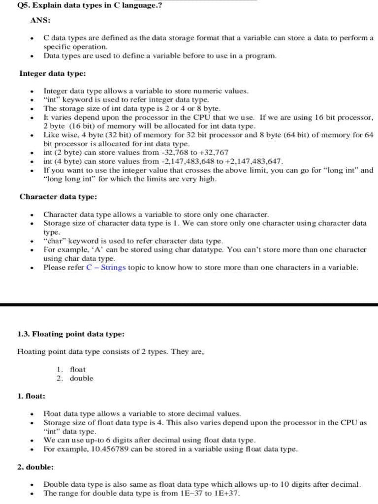 C Programming Question Bank Ans | PDF