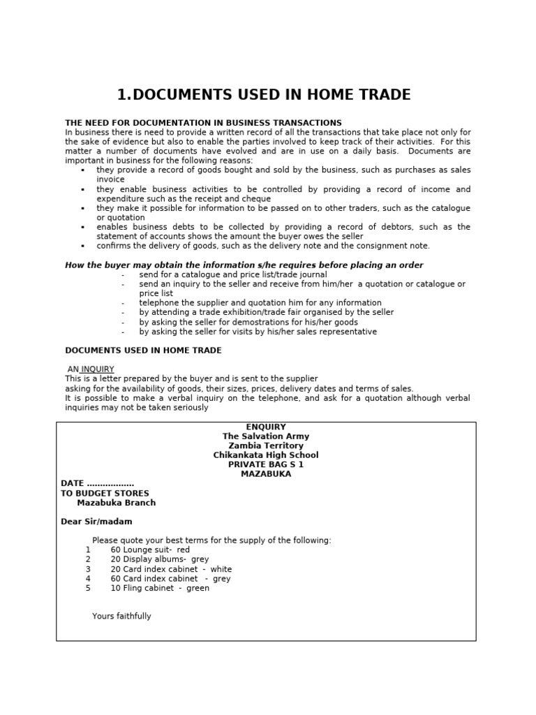 Documents Used in Home Trade | PDF | Invoice | Discounts And Allowances